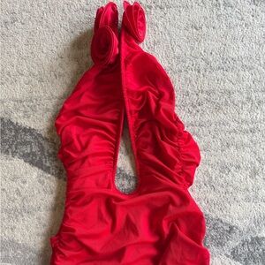 Red Rose Halter Mini Dress - XS